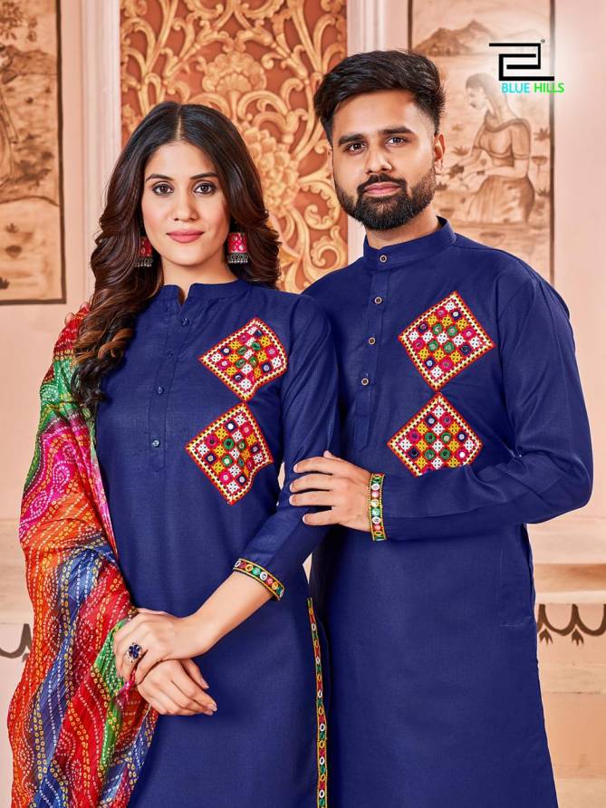 Blue Hills Navratri Twinning Couple Wear Readymade Suits Catalog